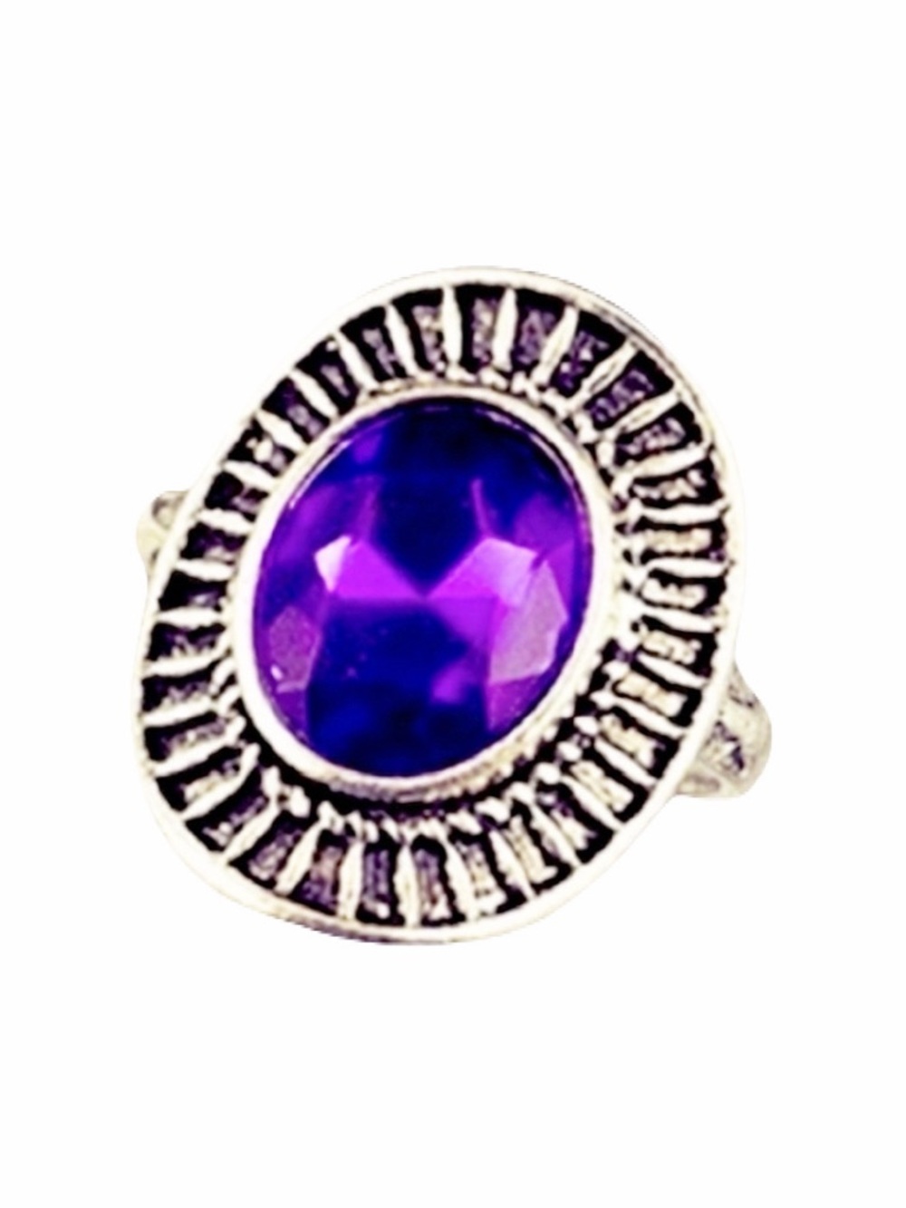 New Handmade Bohemian Sterling Silver Purple Crystal Ring